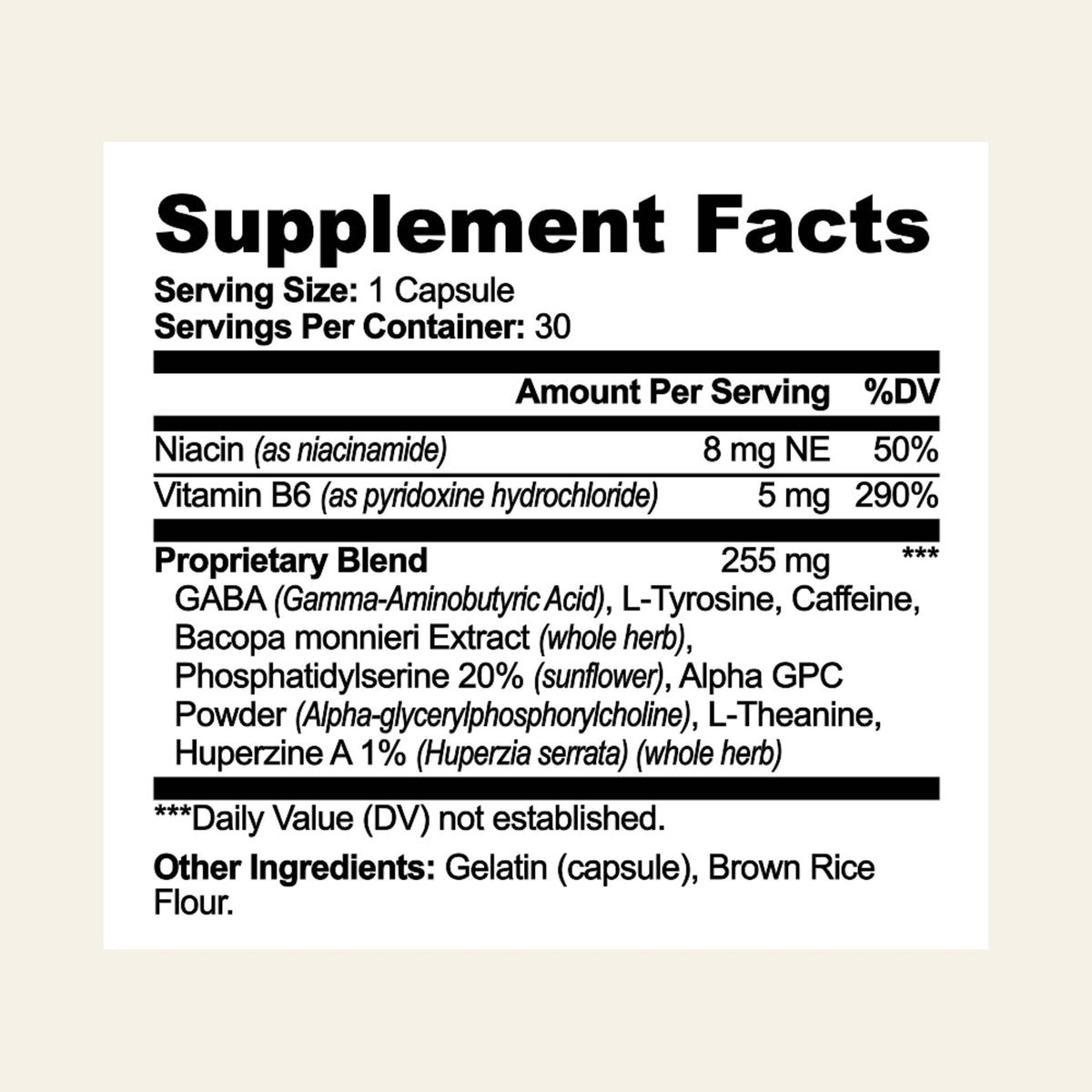 Nuraveda Cognitive Support: Supplement Facts