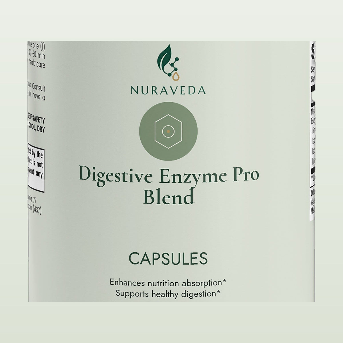 Nuraveda Digestive Enzyme Pro Blend: Label close-up