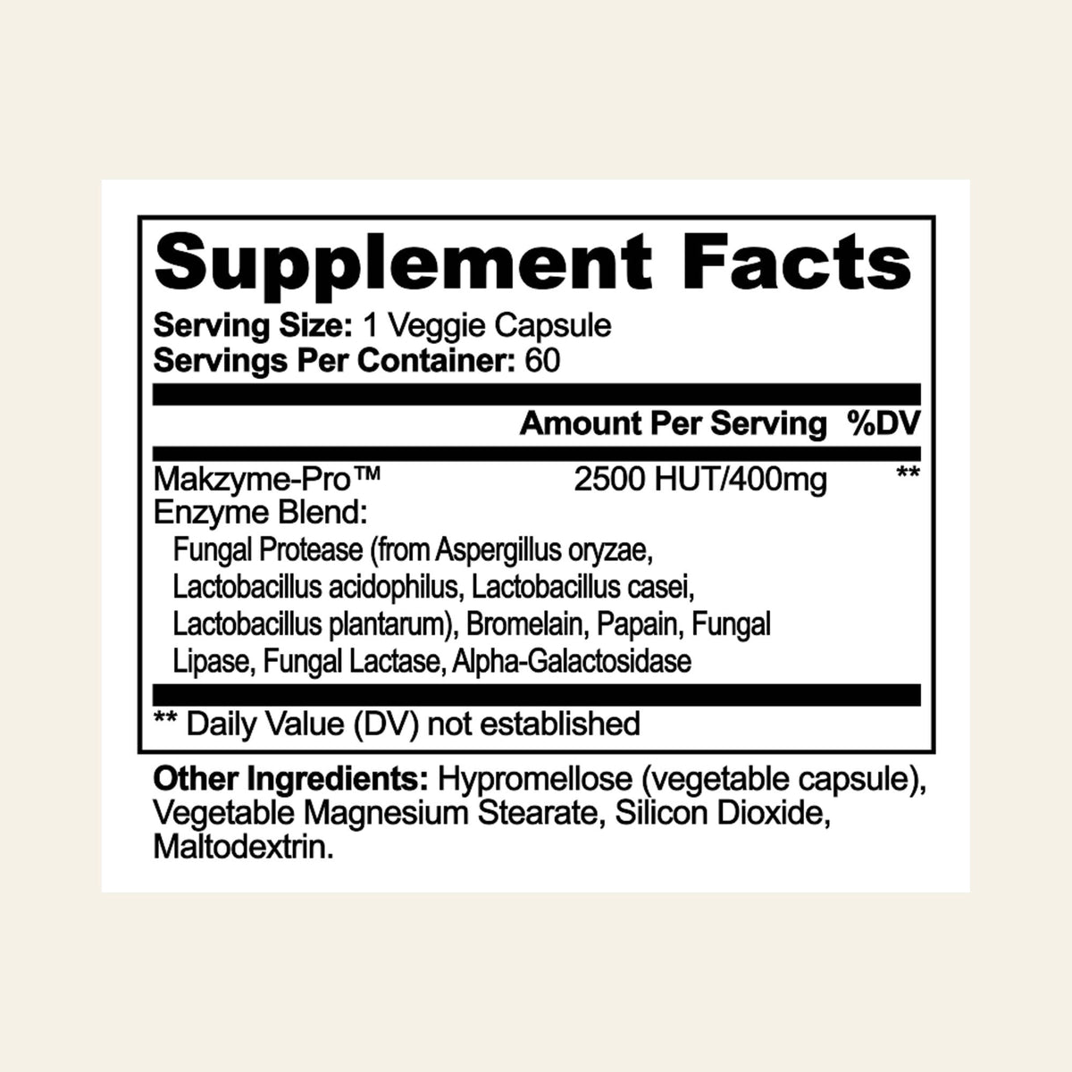 Nuraveda Digestive Enzyme Pro Blend: Supplement Facts