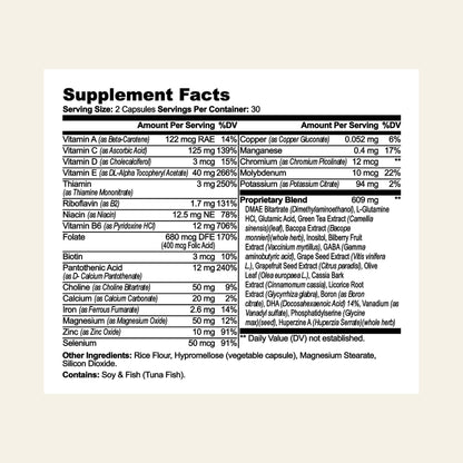 Nuraveda Brain & Focus Formula: Supplement Facts
