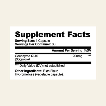 Nuraveda CoQ10 Ubiquinone: Supplement Facts