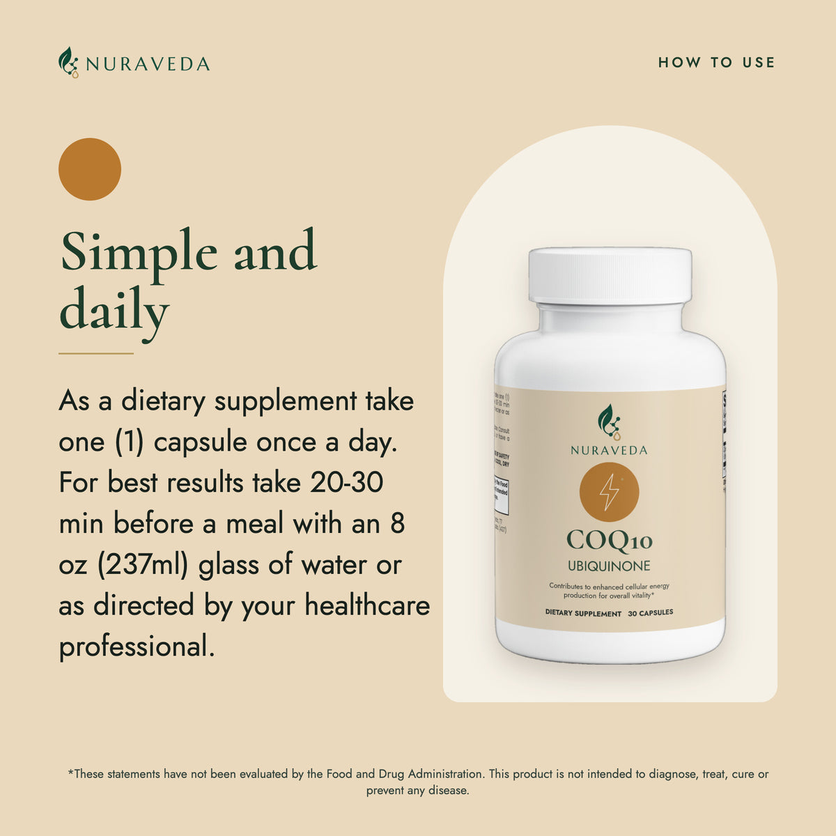 Nuraveda CoQ10 Ubiquinone: How to use