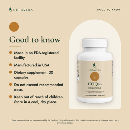 Nuraveda CoQ10 Ubiquinone: Good to know