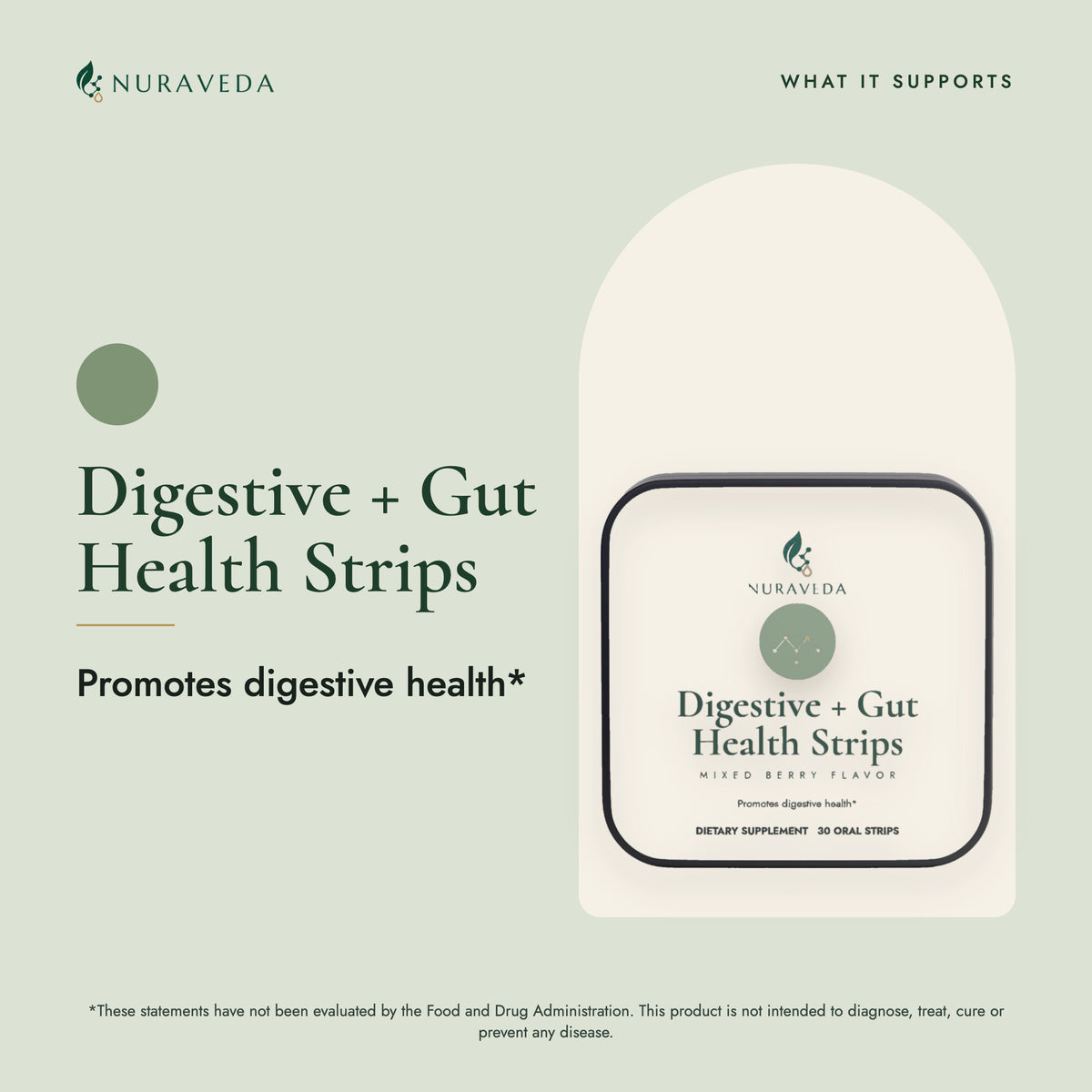 Nuraveda Digestive + Gut Health Strips: What it supports