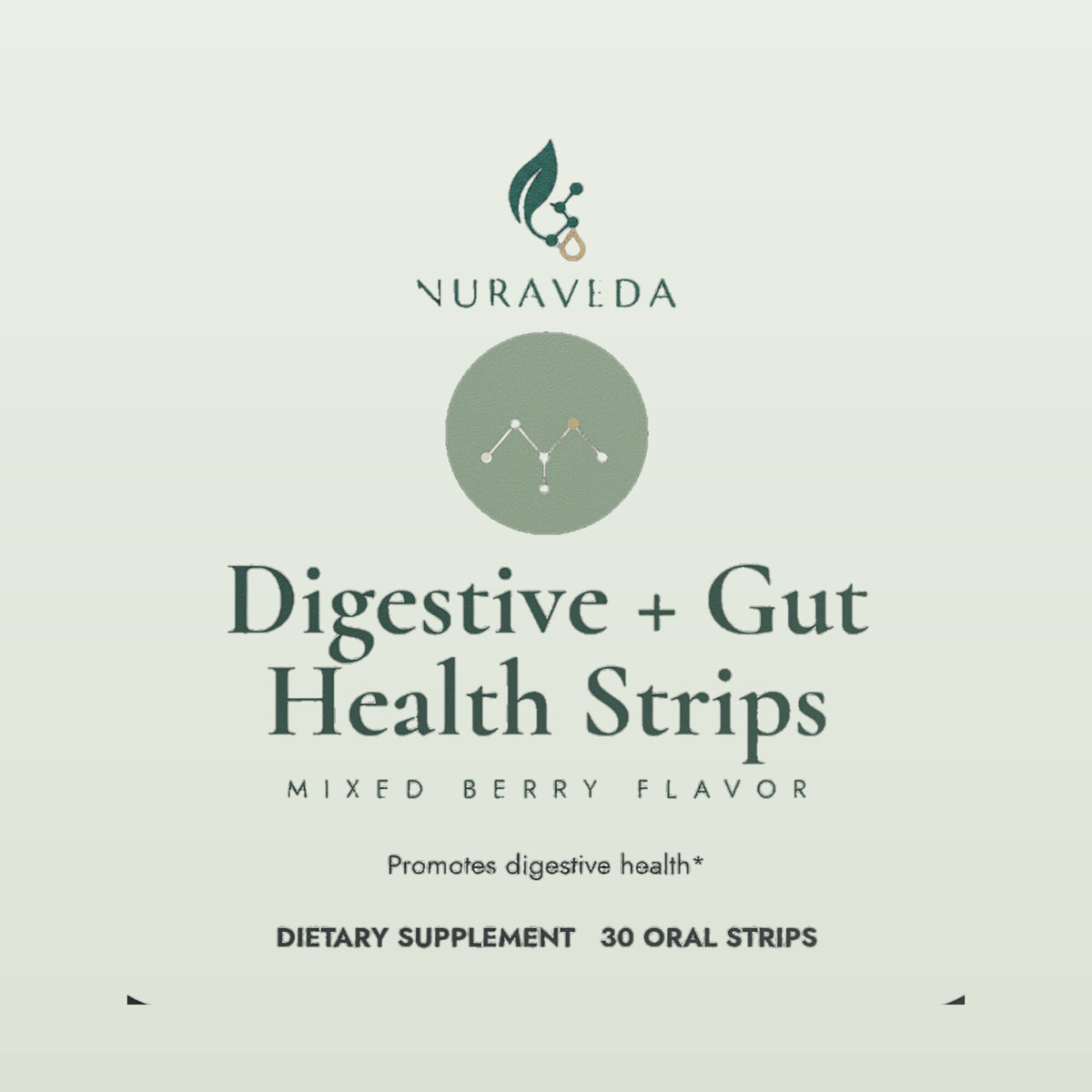 Nuraveda Digestive + Gut Health Strips: Label close-up
