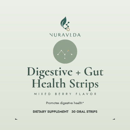 Nuraveda Digestive + Gut Health Strips: Label close-up