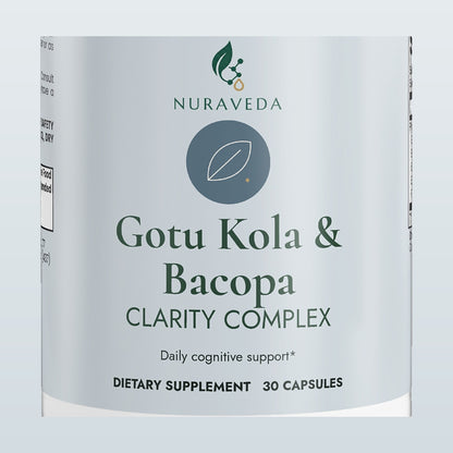 Nuraveda Gotu Kola & Bacopa Clarity Complex: Label close-up