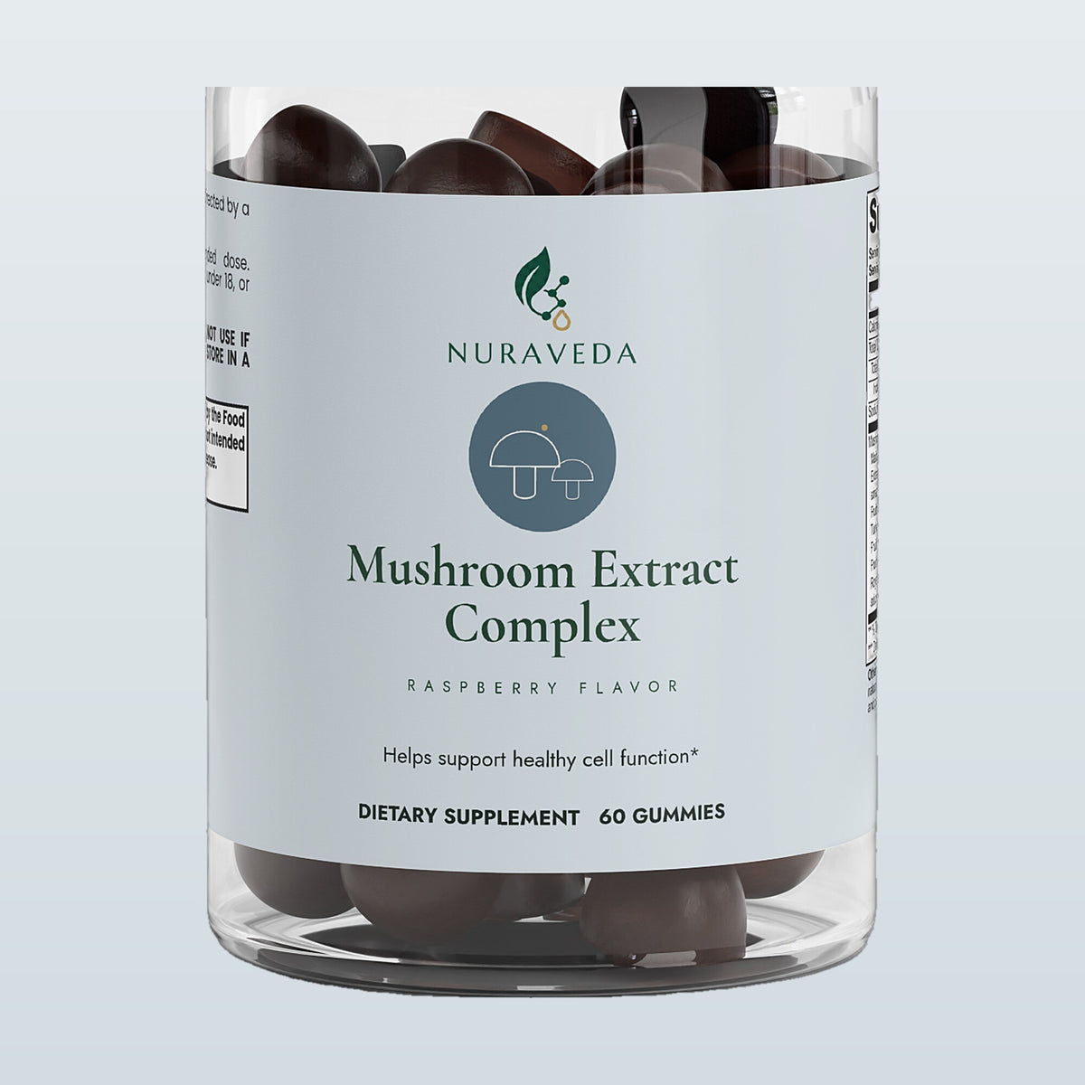 Nuraveda Mushroom Extract Complex: Label close-up