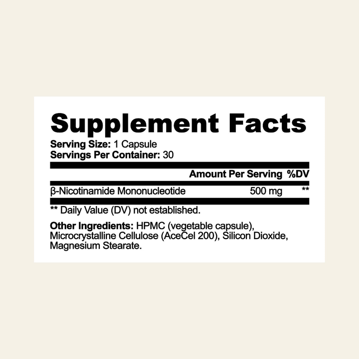 Nuraveda NMN: Supplement Facts
