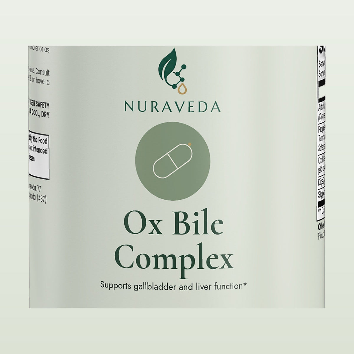Nuraveda Ox Bile Complex: Label close-up