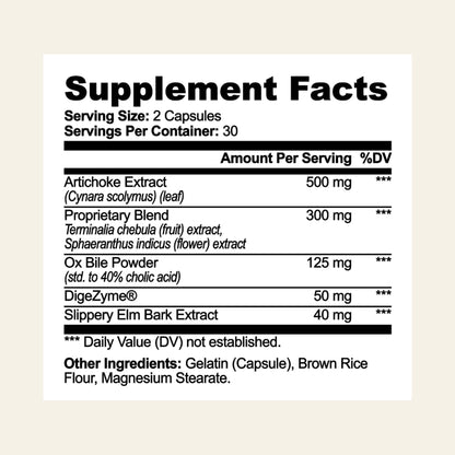Nuraveda Ox Bile Complex: Supplement Facts